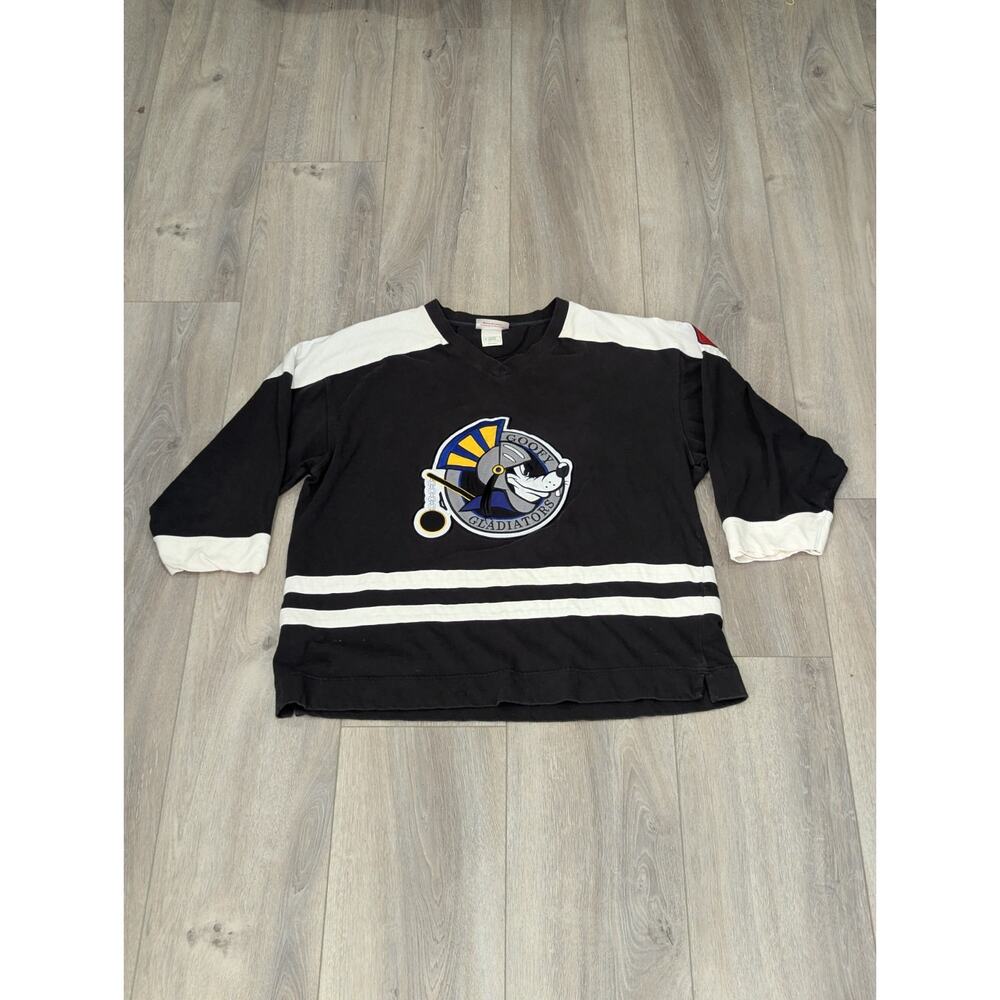 Vintage 90s Goofy Gladiators Hockey Jersey Sweater #66 Disneyland XL
